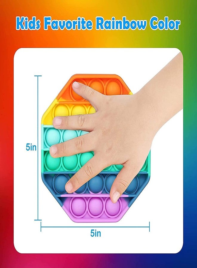 IVAR Push Pop it Bubble Sensory Poppet Fidget Toys - Stress Relief Silicon Poppit Toy - Anti-Anxiety Poppets for Children & Adults - for Home, School & Office use (Rainbow Random Shape) - Image 3